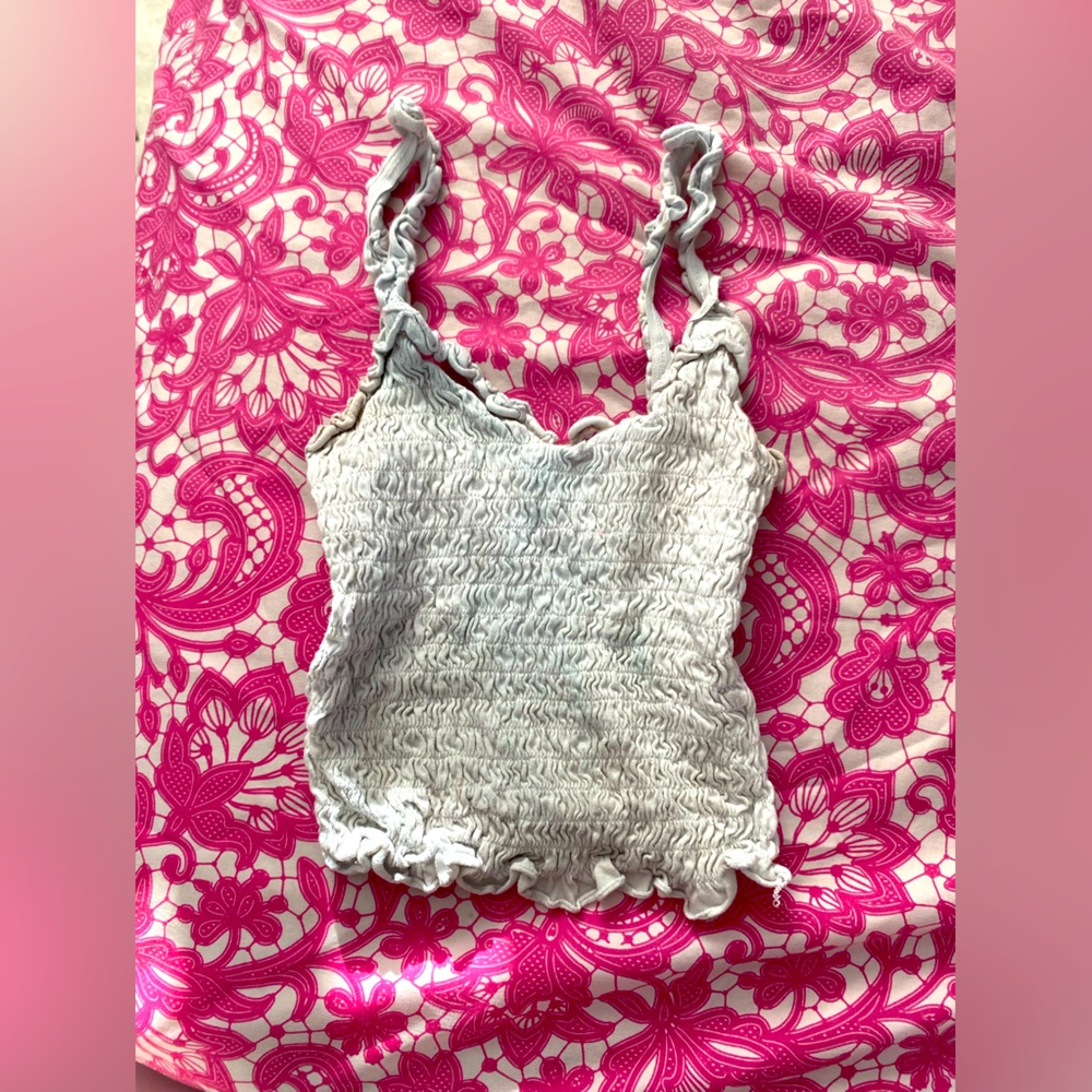 XS White Ribbed Stretchy Top